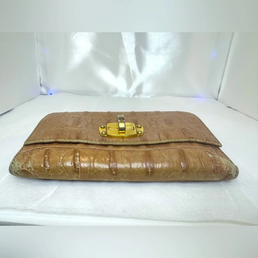Miu Miu Wallet Zip Pocket Turn Lock RARE Vintage Miu Miu Crocodile Embossed - Picture 4 of 15